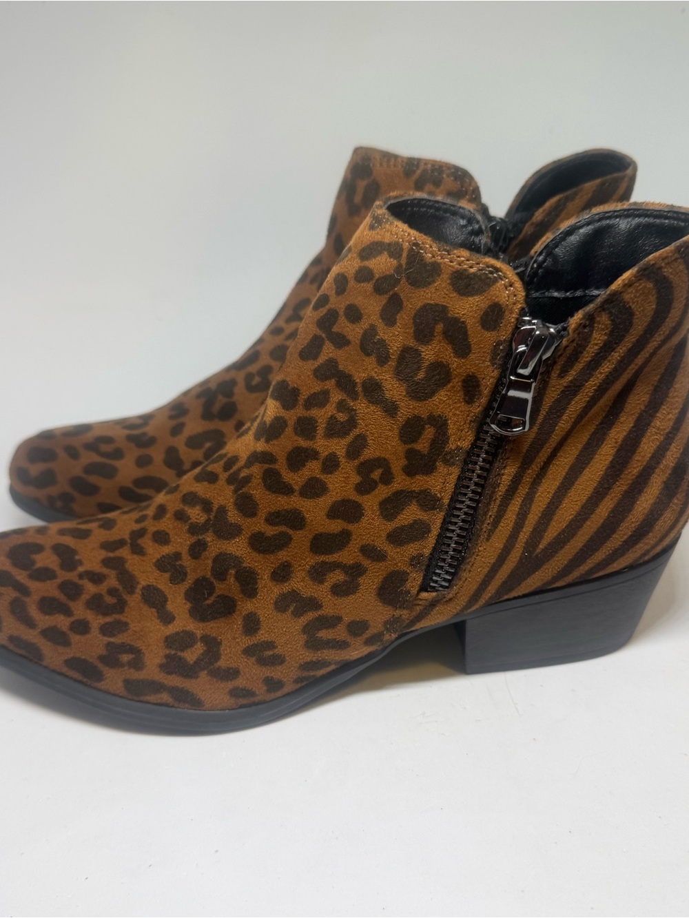 Crochet Mixed Animal Print Ankle Boots